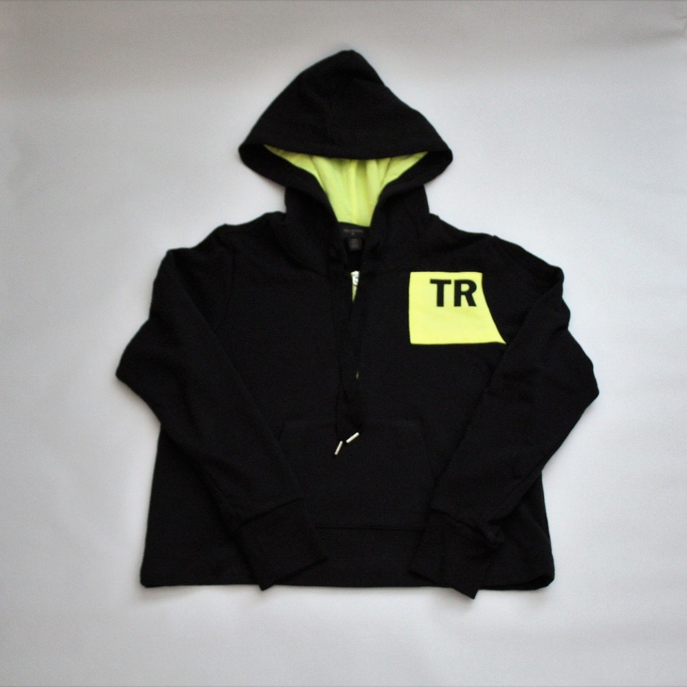 True Religion Cropped 1/4 Zip Hooded Sweater